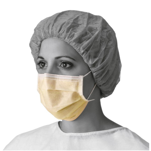 Level-1 Procedure Face Mask with Ear Loops, 3 Ply, Cellulose, Yellow