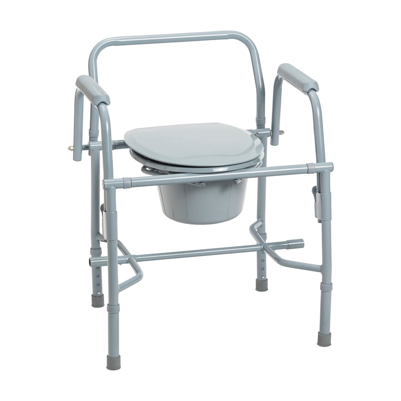 Deluxe Steel Drop Arm Commode