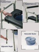 MOBB Health Care Padded Folding Commode Chair