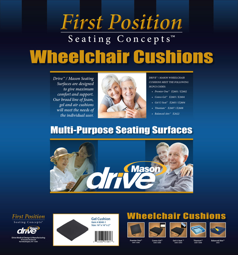 Gel-U-Seat™ Lite General Use 2" Gel/Foam Wheelchair Cushion