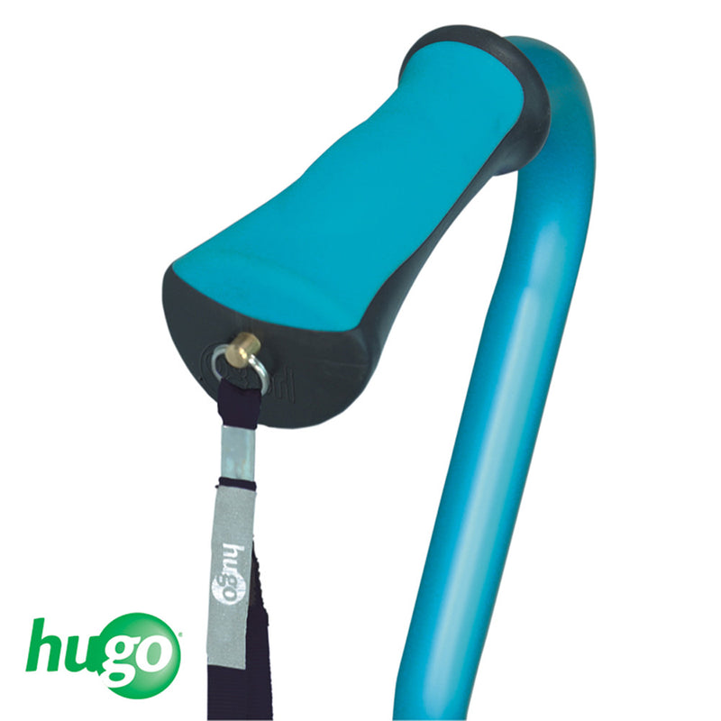 Hugo Ergonomic Offset Handle Cane - Aquamarine