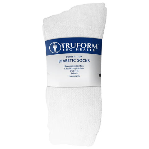 Pr/1 Truform Premier Loose Fit Crew Length Diabetic Socks White X-Large (Men: 12 1/2+) (Women: 13 1/2+) Cushioned Foot